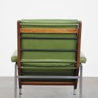 Tijdloze Groene Rundleren, Houten Vintage Jaren ’60 Design Fauteuil Model Lotus 1611 Van Rob Parry thumbnail 8