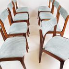 8 Deense Erik Buch Stoelen Lichtblauwe Rib Diner Chairs thumbnail 7