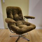 Vintage Tv Stoeltje Draaifauteuil Fauteuil Stoel Chrome thumbnail 5