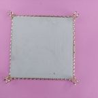 Vintage Onderzetter/tegel Servais Blauwe Wit Met Koperen Kader thumbnail 3