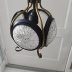 Vintage Hanglamp Glas Metaal Goudkleurig Zwart Jaren 60 thumbnail 9