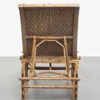 Geweldige Brocante Inklapbare Vintage Franse Rotan Lounge Fauteuil/ Deckchair thumbnail 4