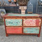 Kleurrijk Tv Meubel, Sidetable, Console Gemaakt Van Sloophou thumbnail 4