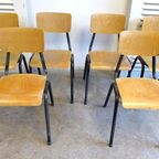 Prachtige Set Van 6 Vintage Retro School Stoelen thumbnail 2