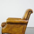 Comfortabele Gele Grote Engelse Stijl Rundleren Fauteuil Met Een Correcte Afwerking Met Siernagel thumbnail 6