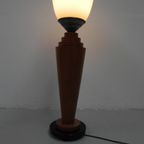 Art Deco Tafellamp, Bureaulamp Met Glazen Kap thumbnail 6