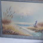 Vintage Origineel Schilderij.olieverf Op Panel Ingelijst Met Ophangsysteem . Philip Sandez... thumbnail 7