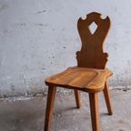 Four Brutalist Oak Wooden Chairs thumbnail 5