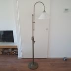 Vintage - Vloerlamp - Staande Lamp - Koper - Opaline Kap thumbnail 2