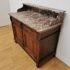 Vintage Frans Dressoir Commode, Ladekast Badkamermeubel Met Marmer Blad 209 thumbnail 9