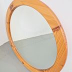 Vintage Pine Wood Ronde Spiegel Scandinavisch ’70 Retro thumbnail 3