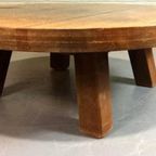 Vintage Massief Eiken Wabi Sabi Brutalist Salontafel, Rond thumbnail 5