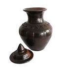 Prachtige Hoge Vintage Raku Pot Met Deksel. thumbnail 2