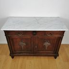 Vintage Antiek Dressoir Commode Ladekast Badkamermeubel Met Marmer Blad 404 thumbnail 5