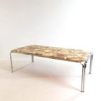 Vintage Salontafel Groot Epoxy Chroom Coffee Table Marble thumbnail 9