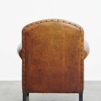 Stijlvolle Schapenleren Design Fauteuil/ Armchair In Een Warme Cognac Kleur thumbnail 4