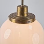 Set 2 Vintage Art Deco Bol Hanglamp Schoollamp Koper Stang thumbnail 8