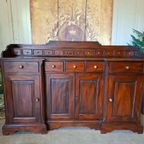 Klassiek Mahoniehouten Dressoir, Wandconsole, Commode Met Vele Lades, Afm. 165x47cm En 90/110cm Hoog. thumbnail 2
