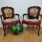 Set Brocante Vintage Franse Louis Xv Stoeltjes, Fauteuils Set Prijs thumbnail 2