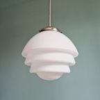 Art Deco Hanglamp In Witte Opaline, Jaren 1920-30 thumbnail 2