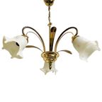 Mid-century Driearmige Kroonluchter Palmbladeren Hollywood Regency 1970’s thumbnail 3