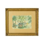 Aquarel José Wolff Kunst Schilderij Houten Barok Stijl Lijst 1924 thumbnail 10