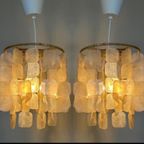 Set Van 2 Capiz Schelpen Hanglamp Lampen Schelp Parelmoer Bamboe Frame Wit Bedrading thumbnail 12