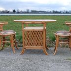 Vintage Rotan Bistro Set Tafel Met Twee Stoelen thumbnail 7