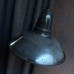 Vintage Metalen Franse Industriele Hanglamp. thumbnail 3