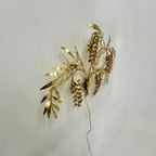Large Italian Floral Gilded Gold Wall Lamp , 1970’S thumbnail 13