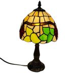 Tiffany Style Table Lamp - Stained Glass Shade And Decorative Base - Ca. 1980’S (No Cracks) thumbnail 2