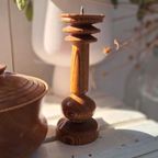 Vintage Houten Kandelaar En Opberg Bakje, Houtsnijwerk thumbnail 6