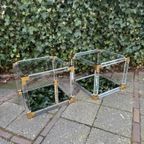 Hollywood Regency Bijzettafels Plexiglas, Glas, Messing 80S thumbnail 6