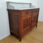 Vintage Frans Dressoir Commode, Ladekast Badkamermeubel Met Marmer Blad 902 thumbnail 10