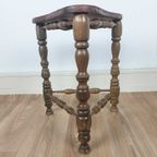 Unieke Handgemaakte Kruk Met Leren Top Upcycled Uit Afrika / Afrikaanse Stoel , Kruk thumbnail 3