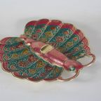 Enameld Brass Ashtray In The Shape Of A Butterfly - Ca. 1960 - As New thumbnail 8