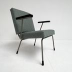 Opnieuw Gestoffeerde Blauwe Gispen 1401 Fauteuil, 1950's thumbnail 2