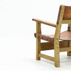 Brutalist Armchair In Pine And Cognac Leather 1960S thumbnail 5