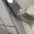 Leolux Fauteuil, Draaistoel Met Wit Lederen Bekleding, Jaren 60 thumbnail 29