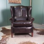 Stoere Zwarte Schaapsleren Vintage Bendic Wingback Fauteuil thumbnail 15