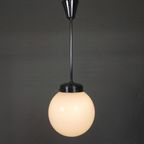 Art Deco Hanglamp Met Witte Bol, Jaren 30 thumbnail 5