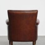 Karkatervolle Vintage Schapenleren Armchair/ Fauteuil Met Warme Kleuren En Een Mooi Patina thumbnail 5
