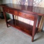 Donkere Teakhouten Sidetable, Haltafel, Wandconsole thumbnail 3
