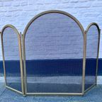 Driedelig Messing Haardscherm Met Zwart Gaas, 71 Cm Hoog thumbnail 2