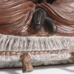 2 Exclusive Table Lamps Chinese Woman And Man On A Pillow Brass thumbnail 10