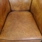 Karaktervolle Set Van 2 Stoere Vintage Schapenleren Clubfauteuils Met Een Prachtig Patina thumbnail 9