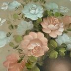 Vintage Aquarel Prent Pastelkleuren Schilderij Stilleven Prent, Bloemen In Vaas Ingelijst thumbnail 6