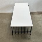 Vintage Salontafel, Wit Houten Blad Op Zwart Stalen Frame. 1970’s thumbnail 11