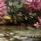 Paul Henry Schouten "Stilleven Met Bloemen". Olieverf Op Paneel. thumbnail 3