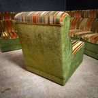 Mid-Century Design Velvet Stof Hoekbank – Groen Met Oranje Strepen thumbnail 11